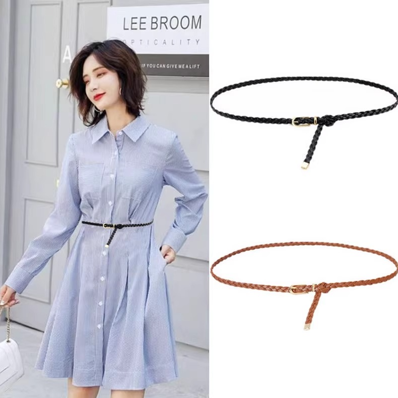 编织腰带女配连衣裙子外套收腰ins风简约百搭装饰小皮带细款