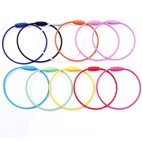 烤漆钢丝绳钥匙扣DIY配件彩色钥匙圈挂件手工编绳多功能挂件