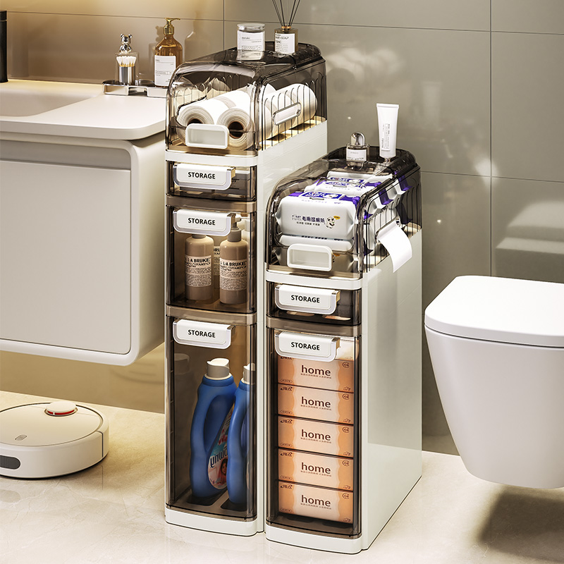 浴室窄缝收纳柜马桶侧边储物柜卫生间厕所夹缝收纳柜多功能置物架