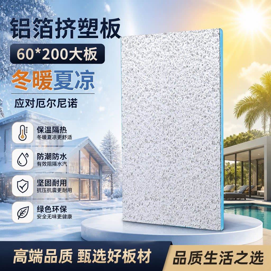 挤塑板铝箔阳光房顶玻璃防晒防潮房屋吊顶泡沫板阻燃隔热板保温板