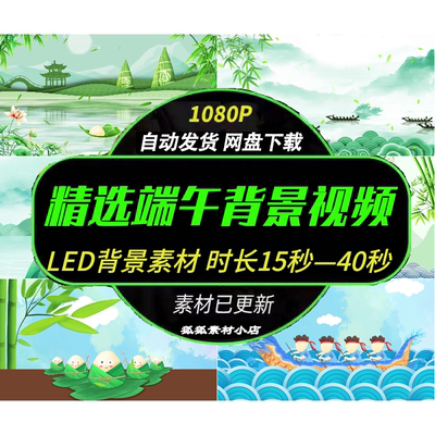 端午赛龙舟粽子LED背景视频