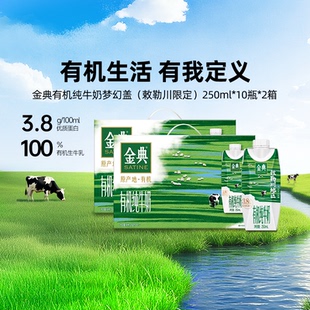 金典旗舰店有机纯牛奶梦幻盖10瓶2箱牛奶送礼学生早餐 9月