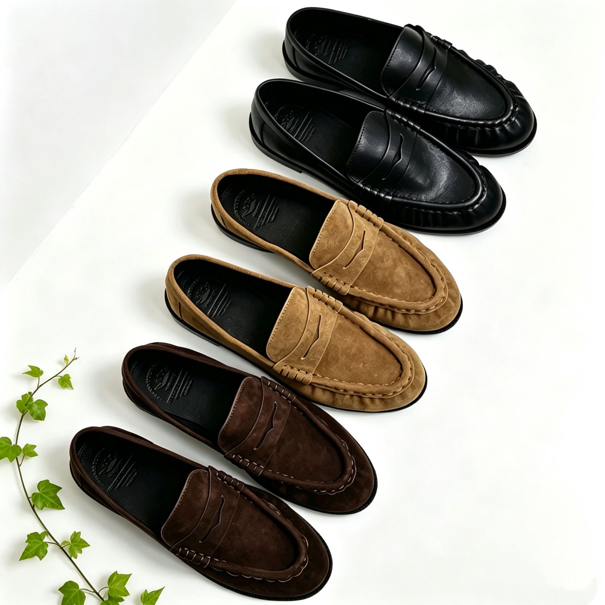 老钱风黑色真皮乐福鞋女 一脚蹬春秋新款复古通勤休闲豆豆鞋