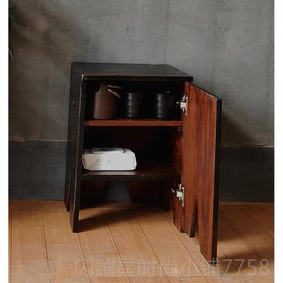 正品实木边几侘风小家用高凳复古做旧可移动寂椅茶几成套桌角几