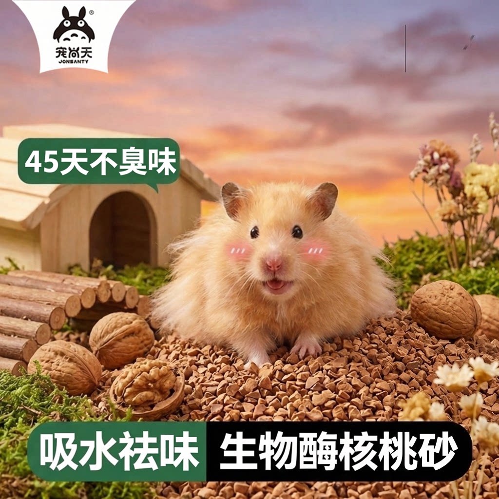 宠尚天仓鼠生物酶核桃砂垫料夏季专用降温吸水垫沙金丝熊造景用品