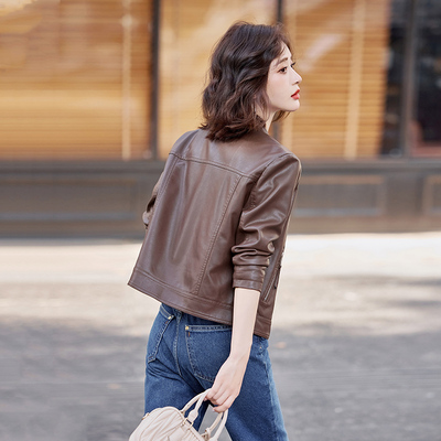 皮衣女款2025新款小个子高级感外套立领休闲时尚短款PU皮夹克外套