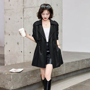 西装皮衣女款2026新款中长款抽绳收腰显瘦高级感休闲时尚春秋外套
