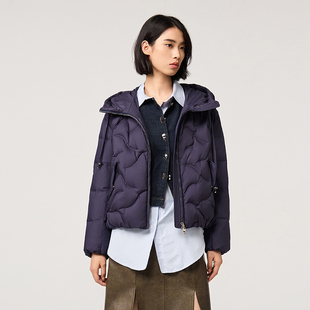 紫色羽绒服冬季女款2025新款时尚连帽高级感加厚短款白鸭绒外套女