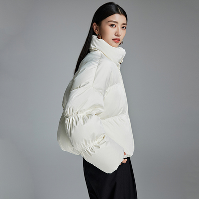 加厚立领羽绒服女款2025新款保暖宽松显瘦短款时尚泡芙面包服外套