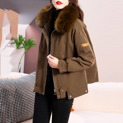 高端小个子狐狸毛领派克服女2025冬新款可拆卸獭兔毛内胆皮草外套