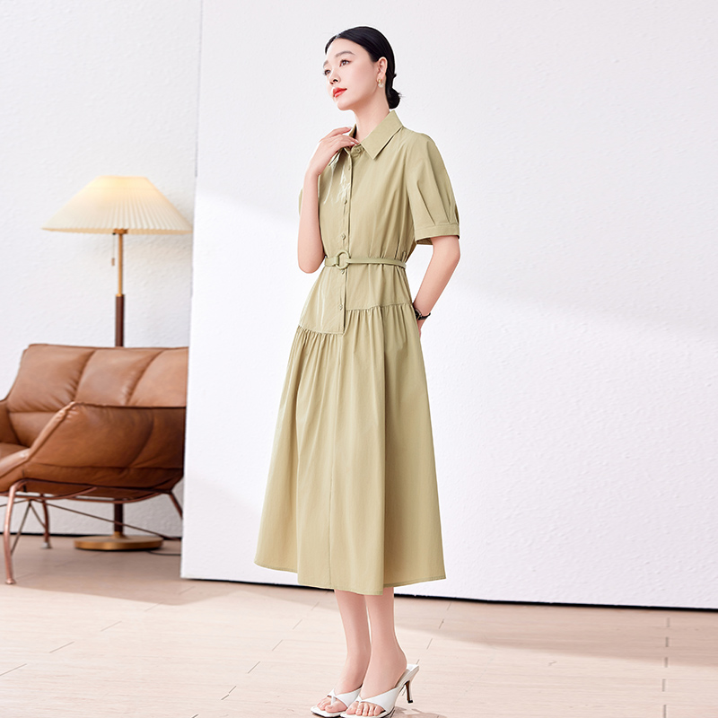 立体裁剪时尚衬衫连衣裙女2025年夏季新款气质通勤收腰显瘦A字裙