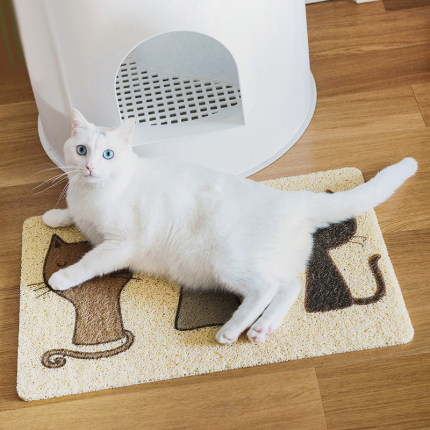 宠物猫砂垫塑胶可爱图案软垫蹭脚垫猫砂盆猫厕所专用猫脚清洁垫
