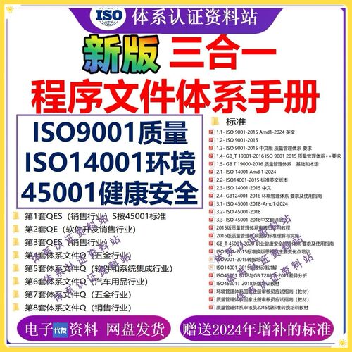 三合一体系管理程序文件ISO9001质量14001环境45001职业健康业公