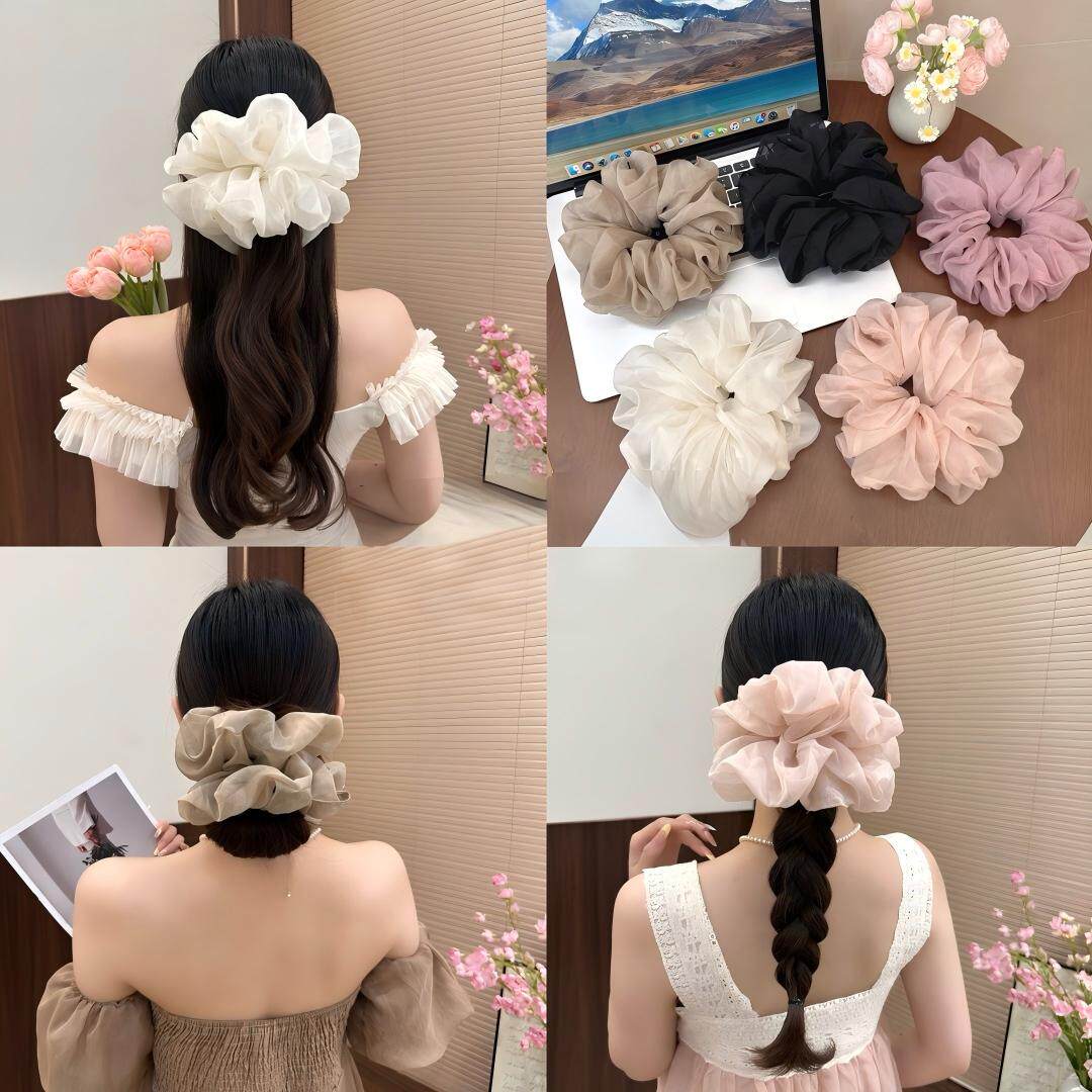 超仙韩系温柔超大号简约云朵大肠发圈女甜美优雅气质头饰丸子头花
