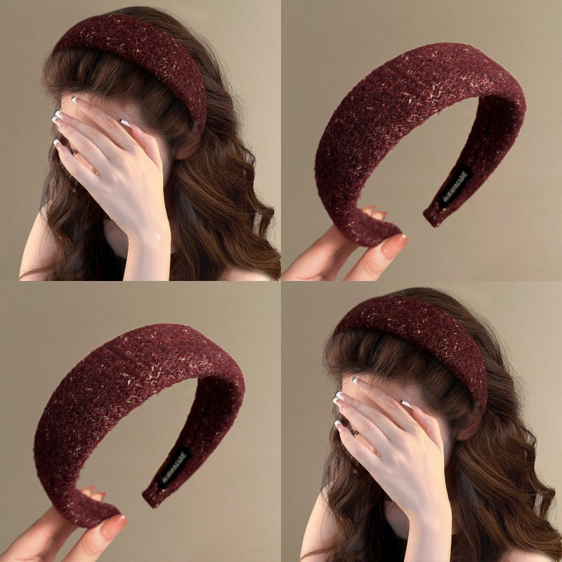 复古毛呢宽边发箍女高颅顶洗脸压发卡头饰高级感秋冬百搭头箍发饰,饰品/流行首饰/时尚饰品新,发饰,淘宝优惠券,粉丝福利购,淘宝优惠卷