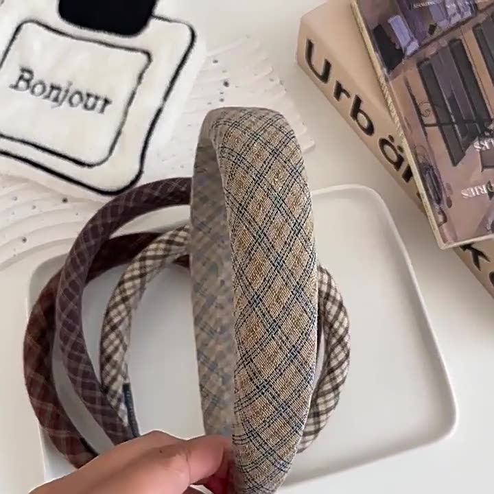 韩版文艺学院风格纹发箍覆古女孩高颅顶海绵宽边头箍气质压发发饰