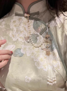 中国风旗袍压襟淡雅配饰民族风挂件珍珠胸针流苏吊坠古风古典饰品