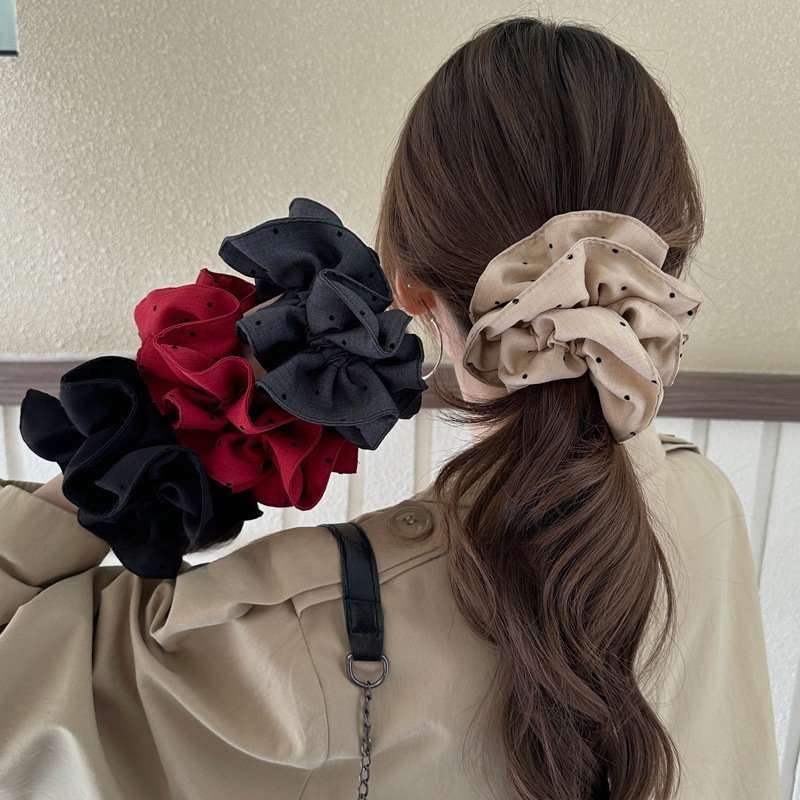 韩系褶皱波点大肠发圈女可爱