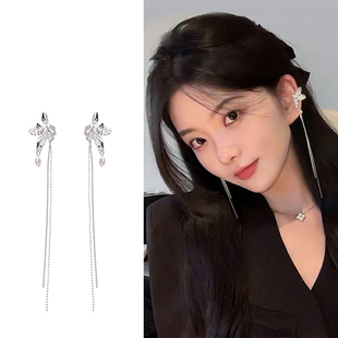 天然珍珠复古耳夹女无耳洞耳环耳骨夹耳挂简约流苏耳饰轻奢高级感