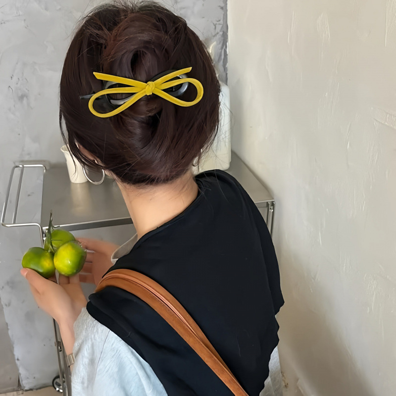 秋冬新款复古牛奶绒秋冬丝绒蝴蝶结一字夹扭扭夹高级感盘发8字扭