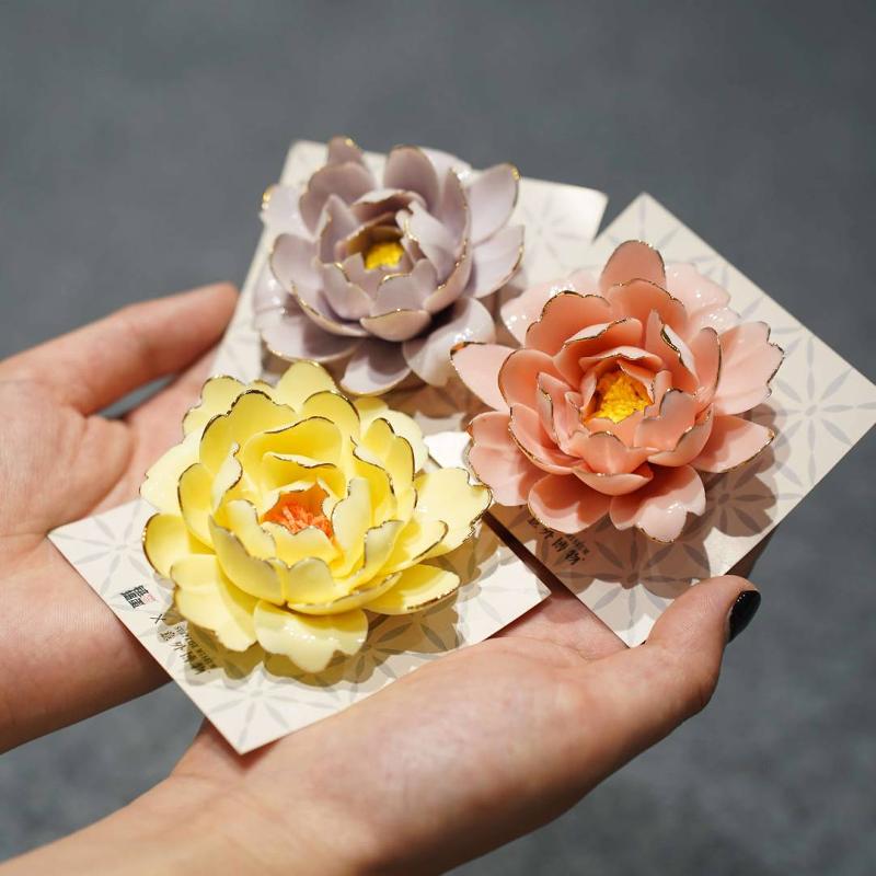 洛阳文创产品 牡丹瓷冰箱贴