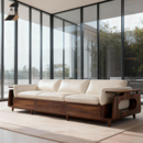 新中式 家用高端实木沙发 北美黑胡桃木沙发现代简约客厅2025新款