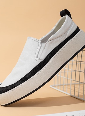 一脚蹬乐福鞋2022夏季新款男鞋厚底板鞋透气豆豆鞋男PB220402