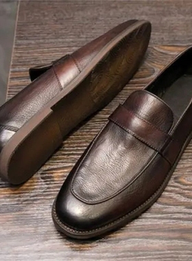 帕达索乐福鞋春秋英伦百搭时尚潮鞋男士休闲一脚蹬皮鞋220906