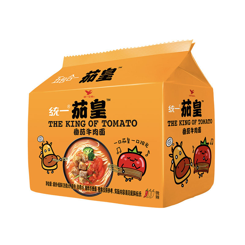 统一茄皇方便面番茄鸡蛋面西红柿牛肉面5袋装-M