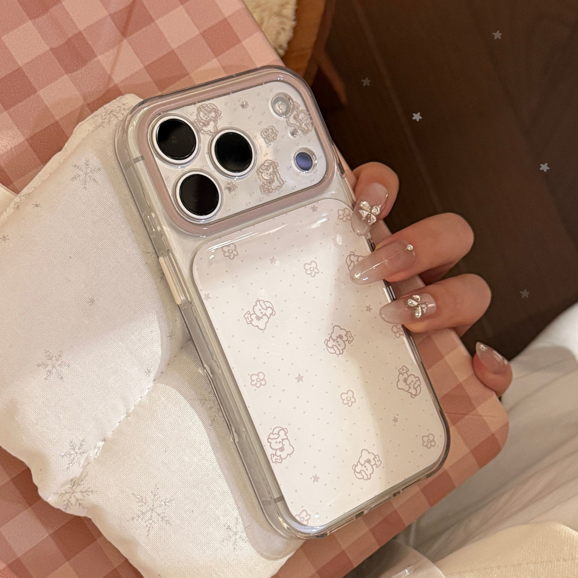 韩系小众简约波点小熊手机壳
