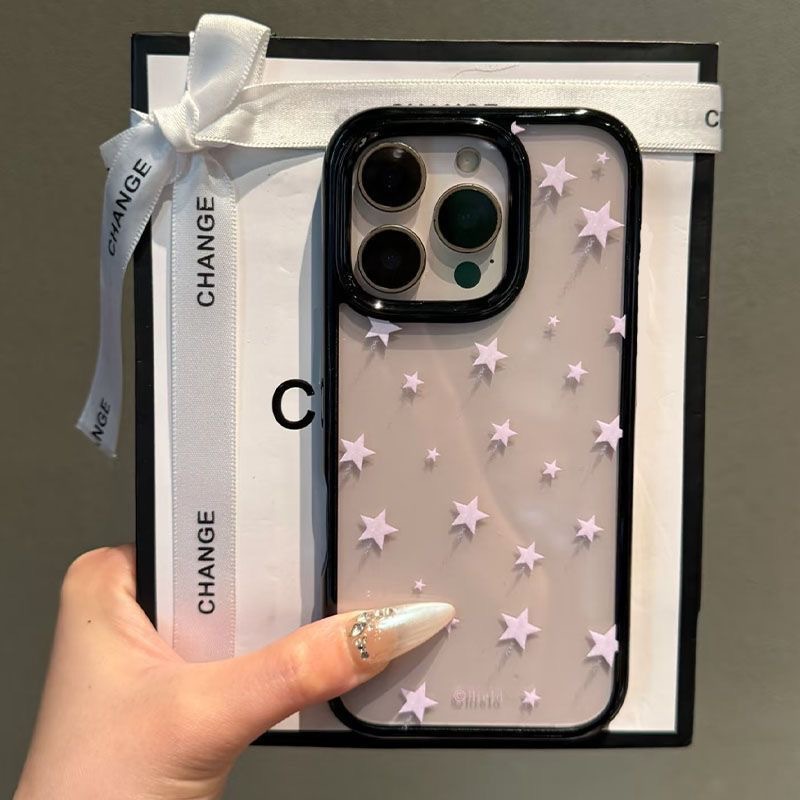 仙女风粉色满屏星星适用苹果16promax手机壳iPhone16相机按键全包亚克力16Pro智能AI触控按键透明防摔保护壳