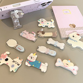 可爱卡通小猫小狗便携支架适用懒人桌面通用金属超薄粘贴手机支架