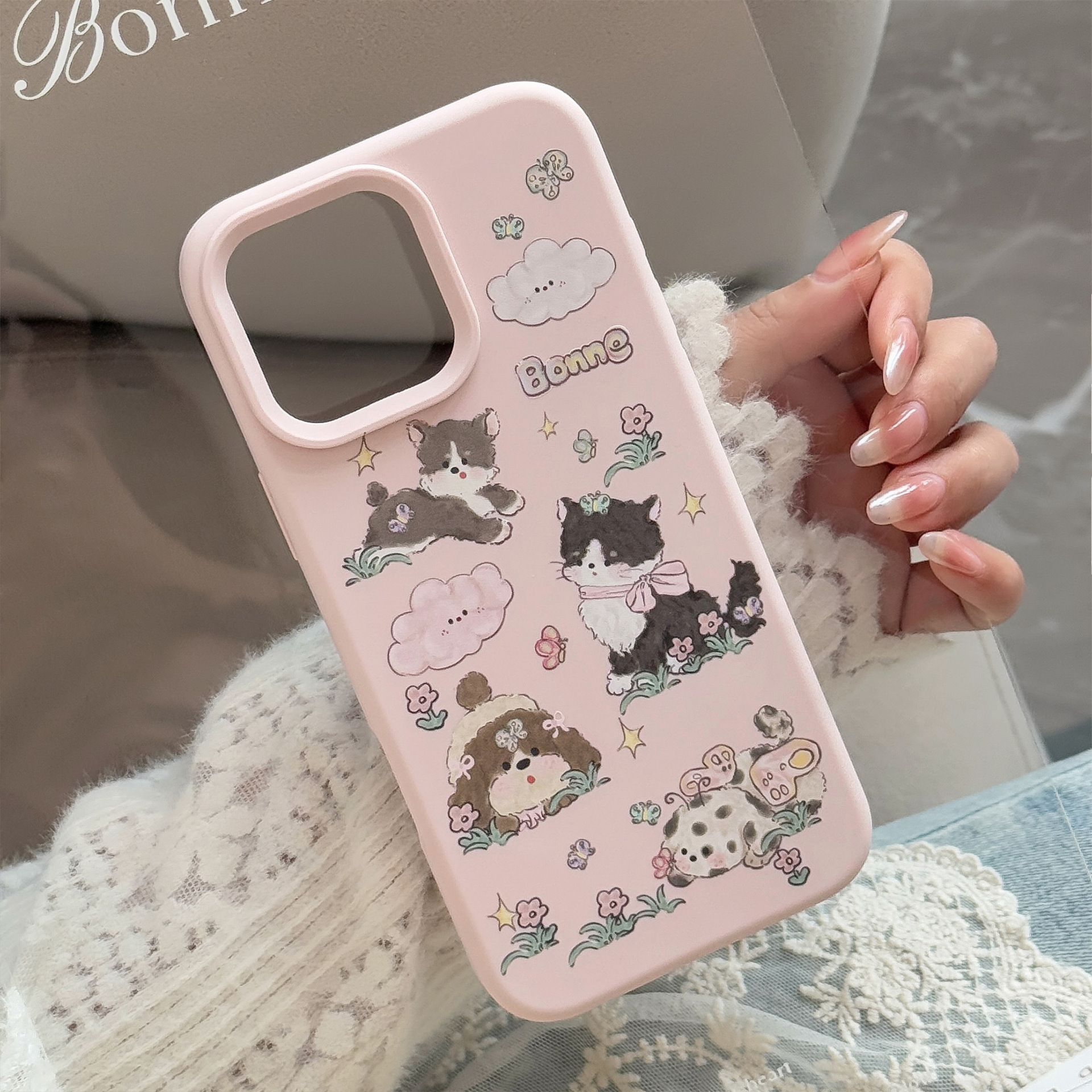 萌系ins可爱涂鸦猫咪小狗适用苹果16Pro max好看的手机壳iPhone16硅胶软套11小众14爆款13少女心15手机保护壳