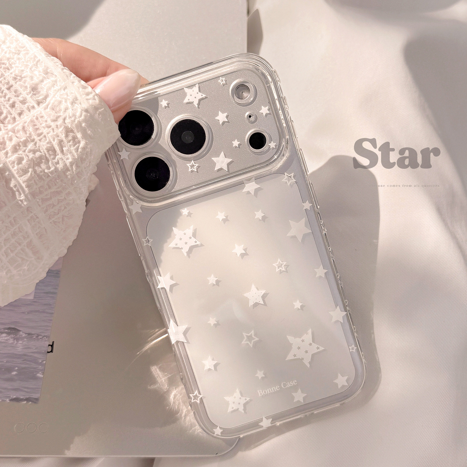 【17相机触控按键包裹】ins冷淡个性简约镂空星星适用iPhone17新款苹果17promax透明手机壳17PRO韩系小众软壳