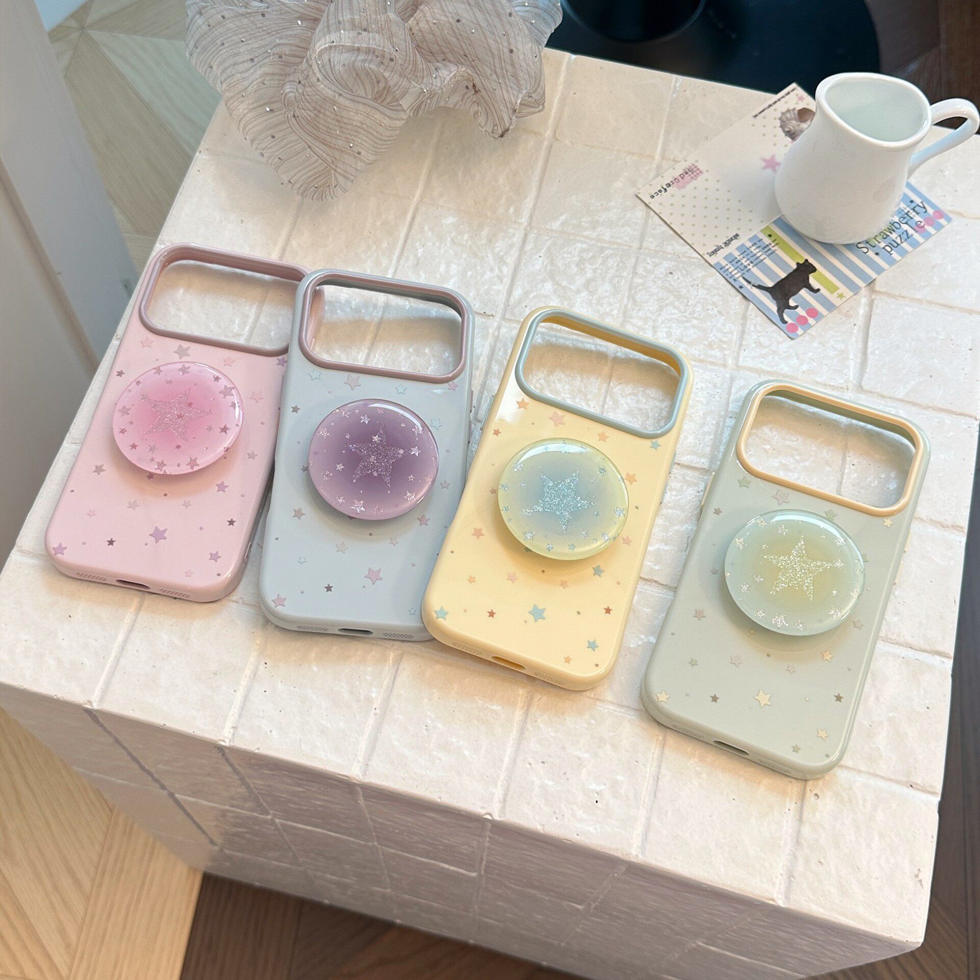 韩系ins风个性晕染星星粘贴支架适用iPhone18promax手机壳18PM新款苹果18PRO大孔镜头13防摔16pm简约女款软套
