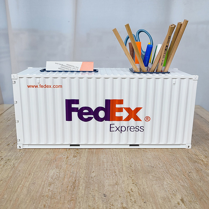 fedex联邦快递仿真货柜纸巾盒集装箱模型笔筒名片座1:20创意礼品