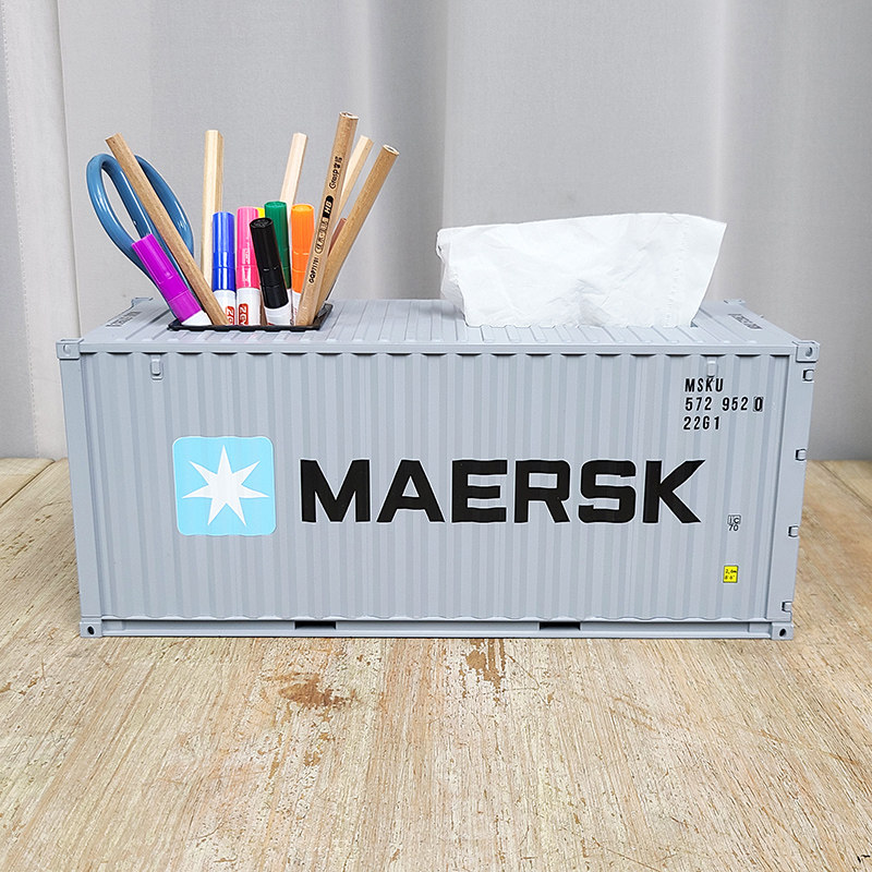 MSK MAERSK 컨테이너 모델 티슈 박스 시뮬레이션 컨테이너 펜 홀더 맞춤형 로고 기업 크리 에이 티브 선물