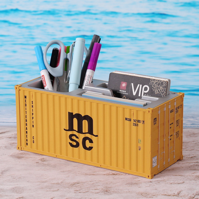 msc地中海1:30海运物流集装箱模型玩具笔筒名片盒仿真礼品摆件