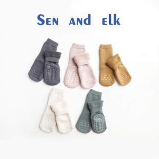 森屿麋鹿儿童地板袜婴儿厚底秋冬季 宝宝防滑学步加厚毛圈高筒室内