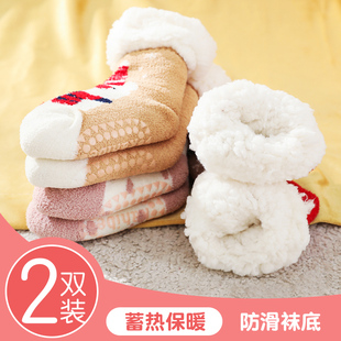 袜 宝宝地板鞋 婴儿袜子冬季 加绒加厚保暖新生儿童圣诞袜防滑冬天款