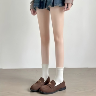 小角鹿复古棕色牛翻皮乐福鞋2026新款40码英伦风粗跟皮鞋单鞋女鞋