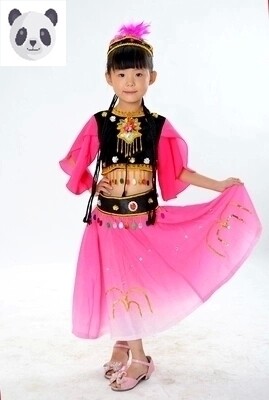 新款儿童新疆舞蹈服装女童维吾尔族演出服少数民族印度舞表演服饰