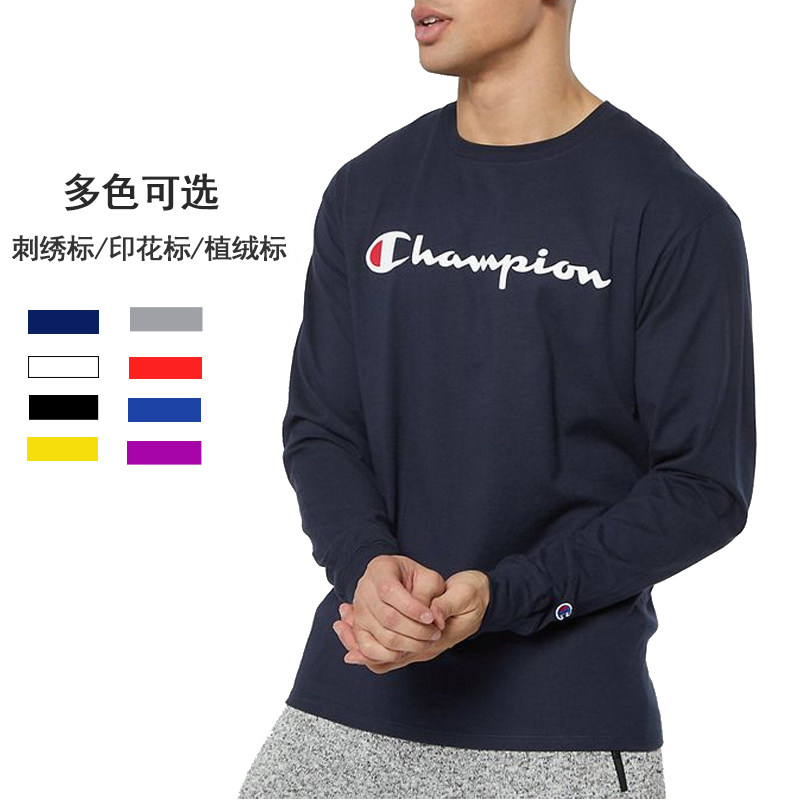 champion长袖t恤男女新款冠军刺绣字母logo情侣圆领打底衫美版集c