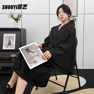 高端理发店美发客袍美容院网红烫染头发顾客服客袍不沾发剪发围布