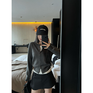 针织开衫 张只只原张公子STUDIO软糯修身 女春显瘦上衣纯色毛衣外套