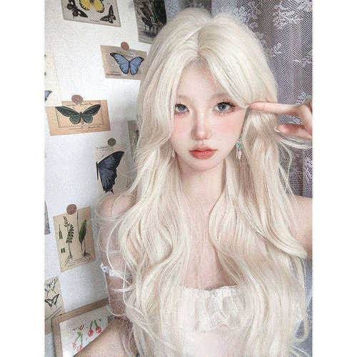 假发小额蕾丝奶白金色女全头套