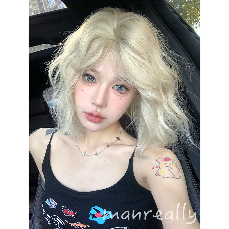 漫真假发白金色短发女全头套