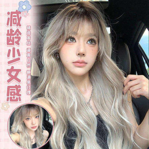 漫真假发女亚麻渐变暹罗猫逼真