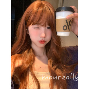 漫真假发女发长发卷发日常网红新款 自然逼真显白可爱齐刘海全头套