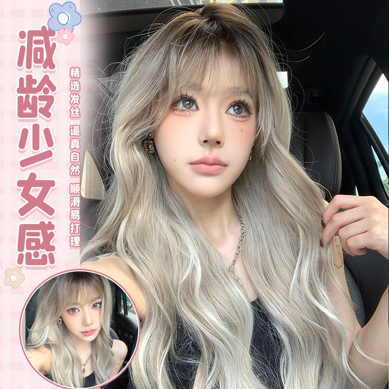 漫真假发女亚麻渐变暹罗猫逼真